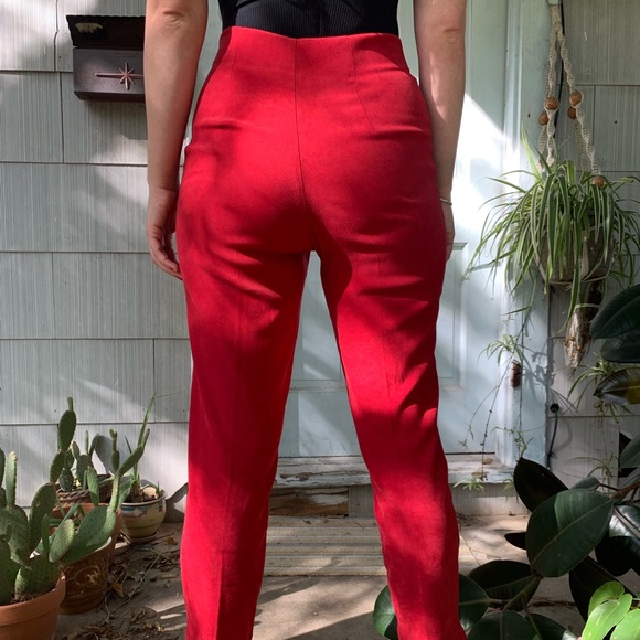 Vintage red high waisted ankle length pants - Picture 2 of 2